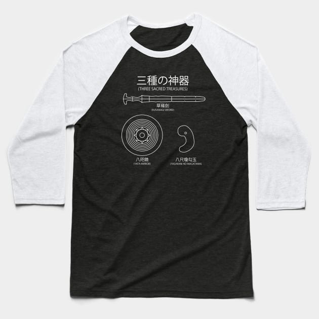 Three Sacred Treasures of Japan (White) Baseball T-Shirt by inotyler
